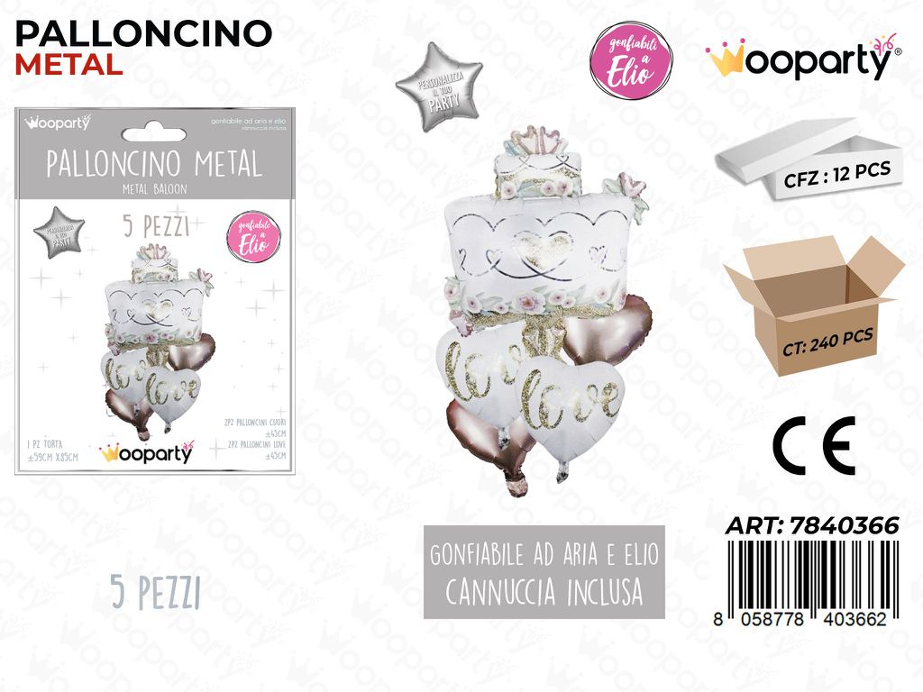 Set Palloncini Metal Matrimonio 5PCS