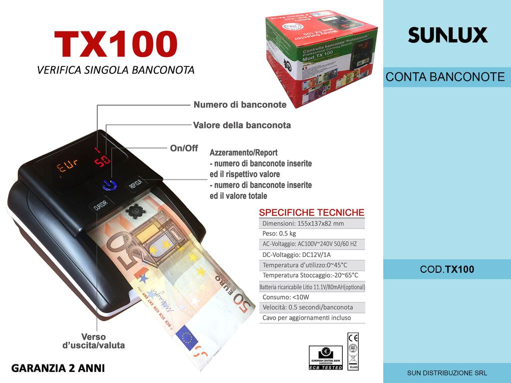 Verifica Singola Banconota TX100