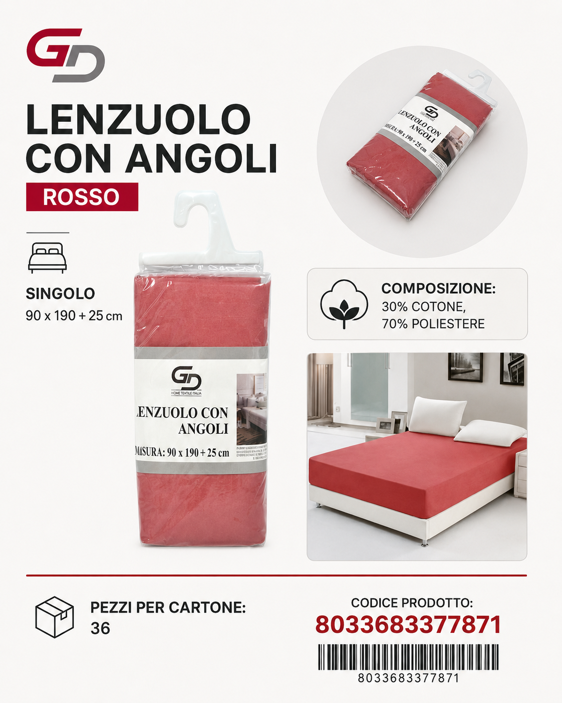 Lenzuolo Sotto Con Angoli Singola 90*190Cm+25Cm