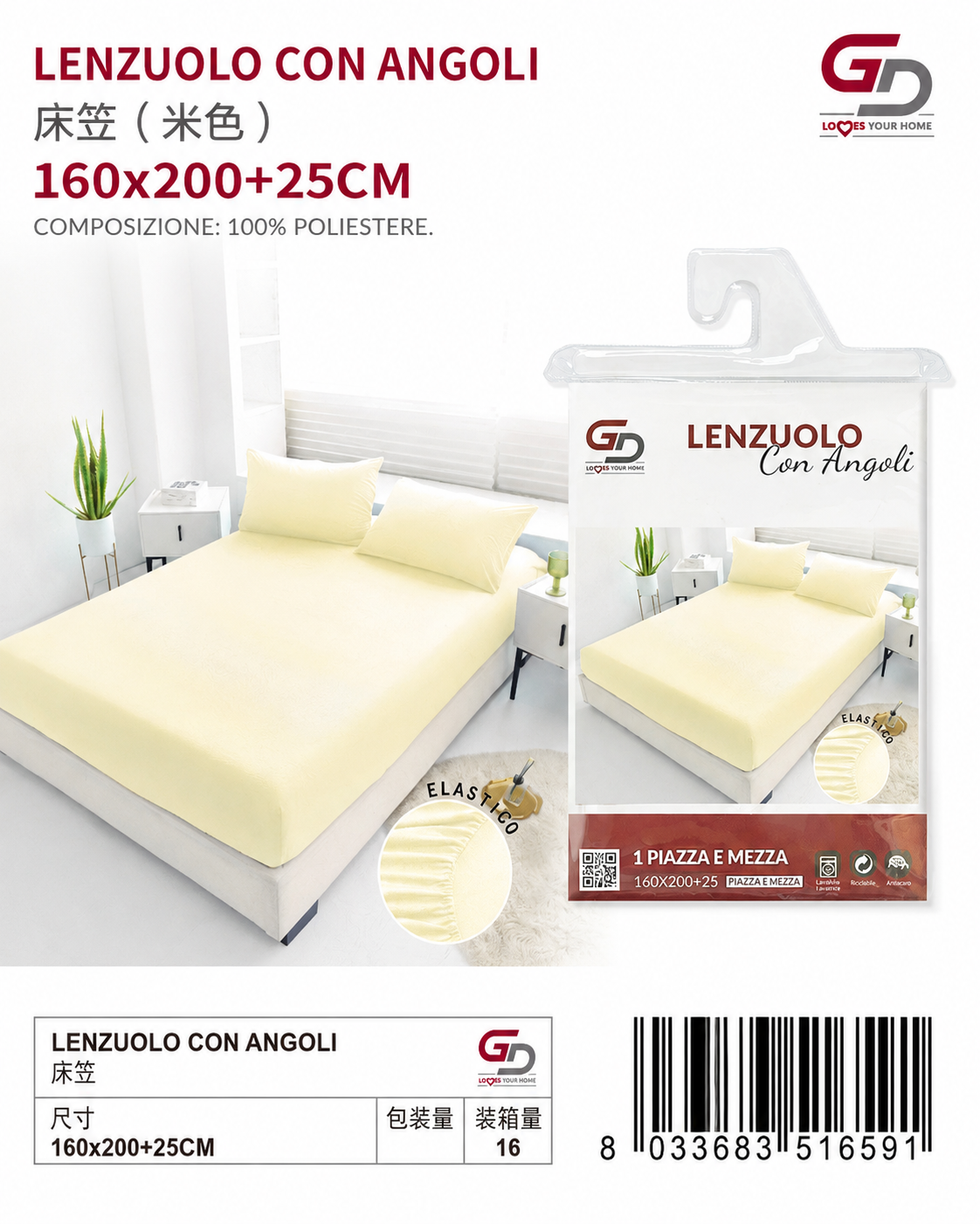 Lenzuolo Con Angoli Copripiumino+2 Federe Cuscino