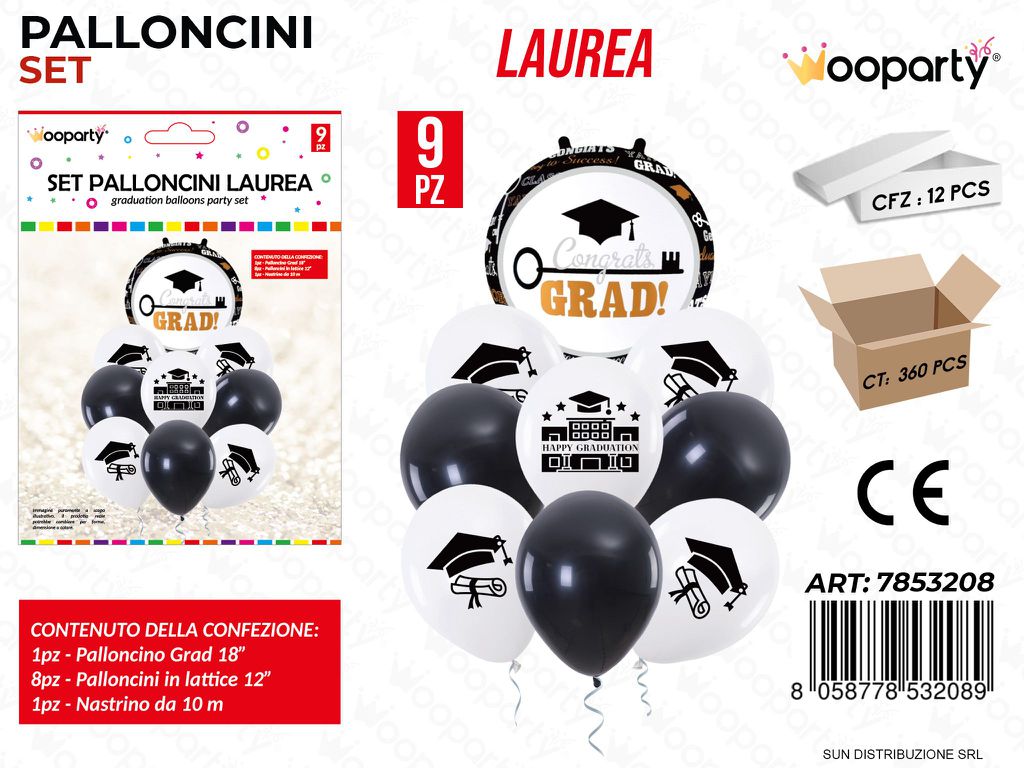 Set Palloncini Laurea 9PCS Ass.