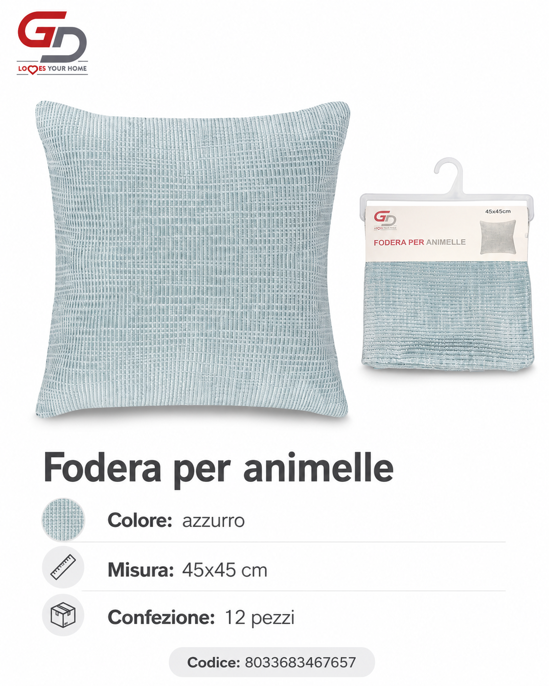 Federa Per Cuscino Animelle 45*45Cm