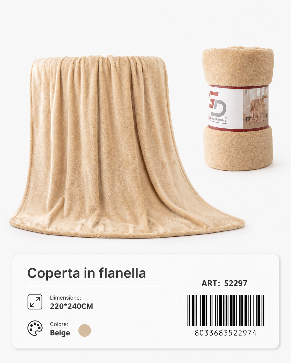 Plaid Coperta Singola 220*240Cm