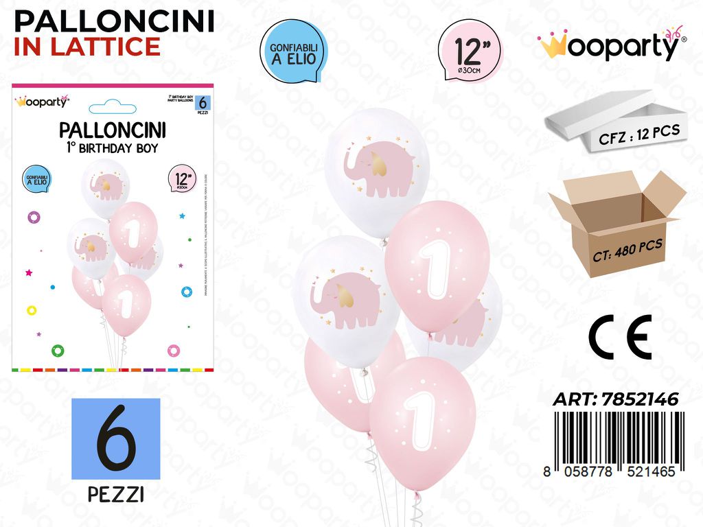 Wooparty Palloncini One Girl 6PCS 30CM