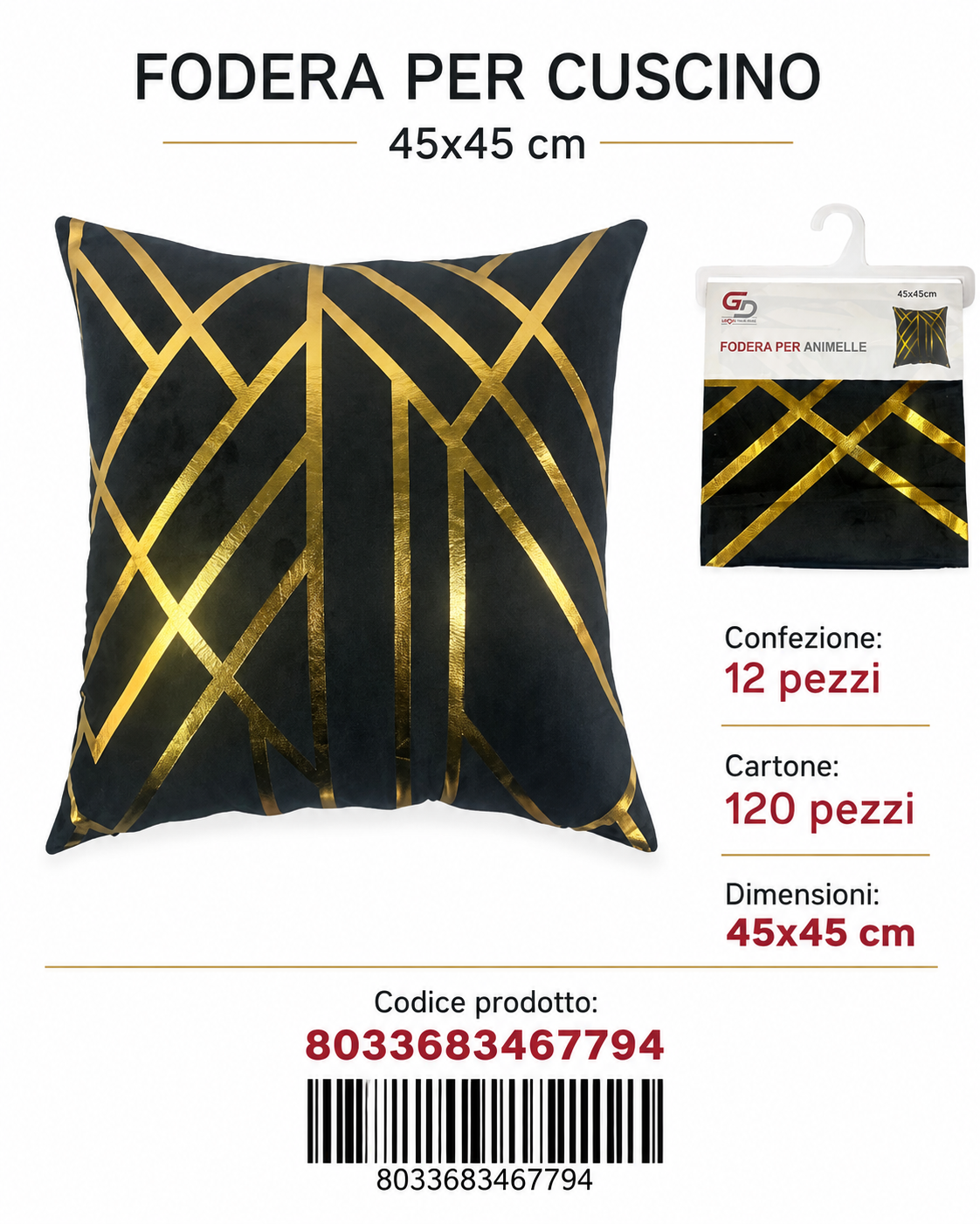 Federa Per Cuscino Animelle 45*45Cm