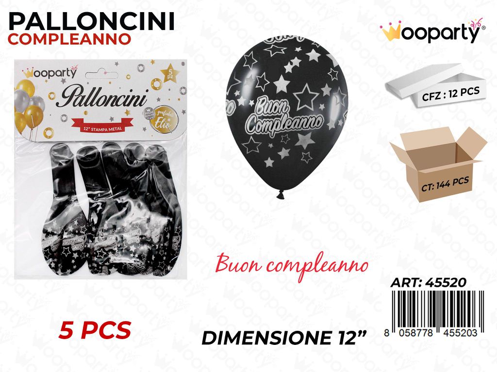 Palloncini B. Compl. Arg. Metal 12 -5PCS