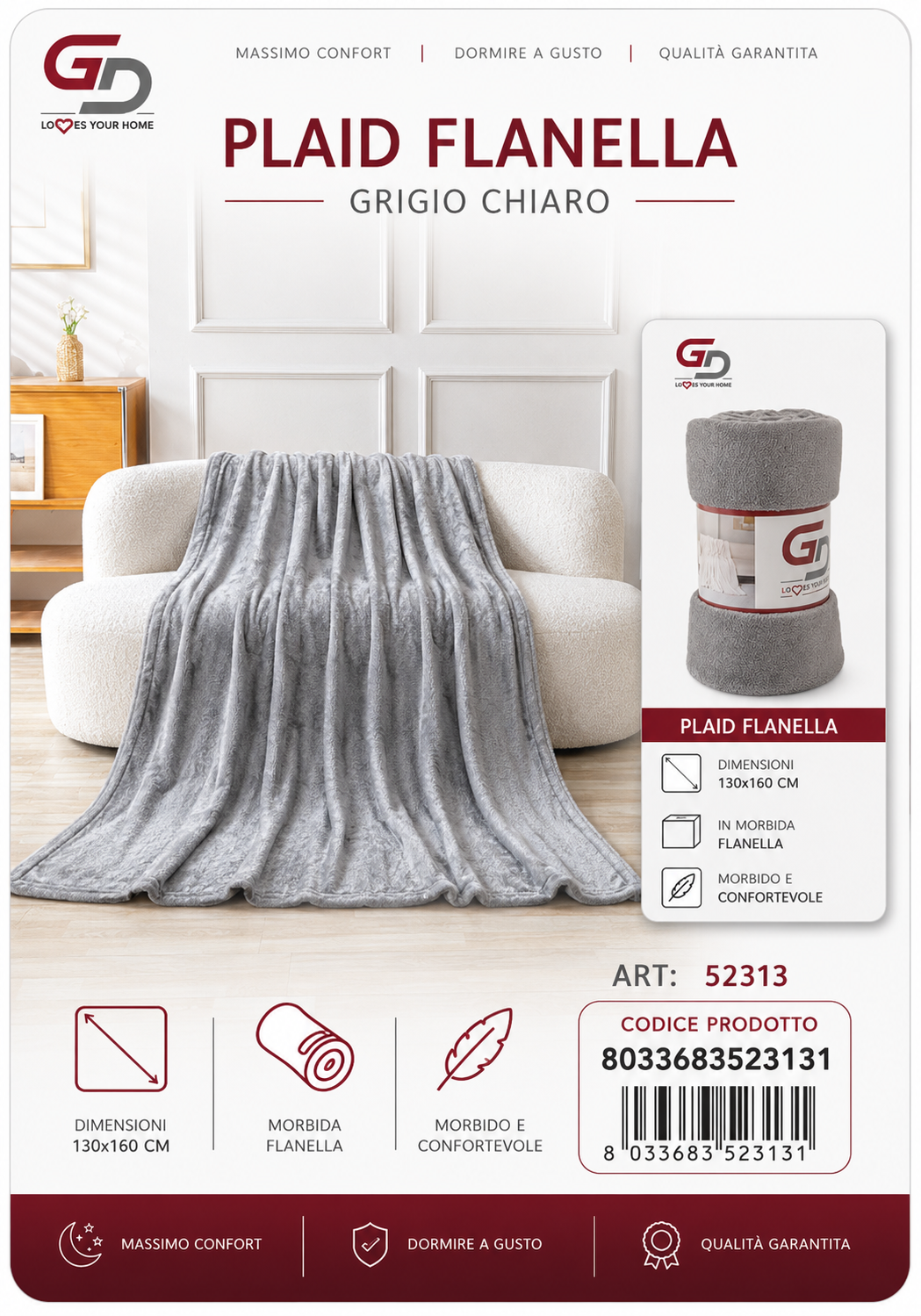 Plaid Coperta Singola 130*160Cm