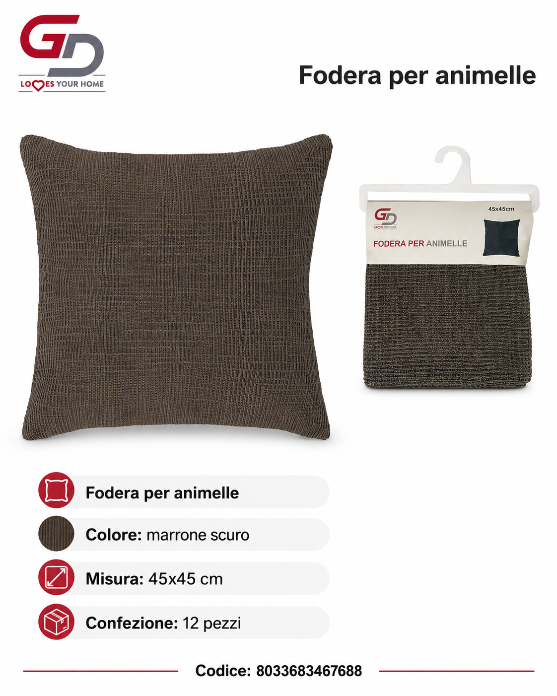 Federa Per Cuscino Animelle 45*45Cm