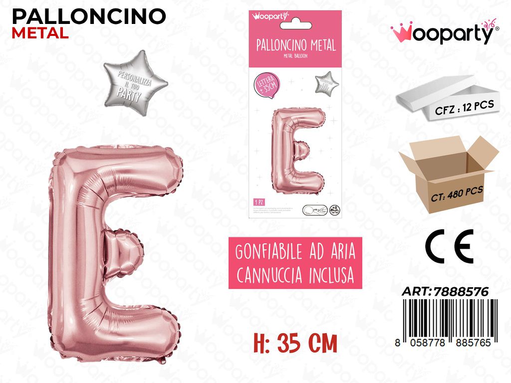 Palloncino Metal Oro Rosa 35CM Let. E
