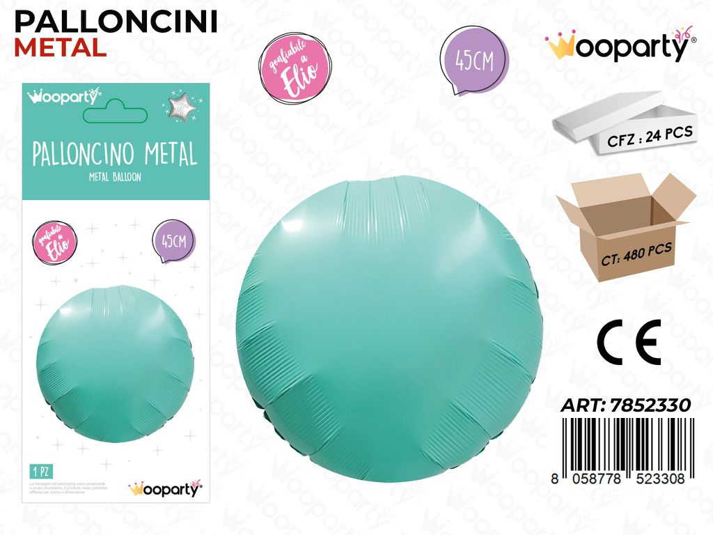 Wooparty Palloncino Metal Tondo Ve. Acqua 45CM