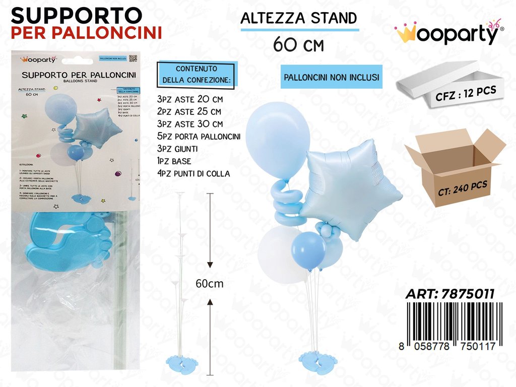 Wooparty Supporto Palloncini Boy 60CM