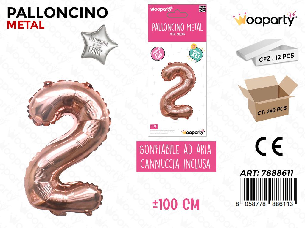 Palloncino Mylar 100CM-ORO Metal. NUM.2