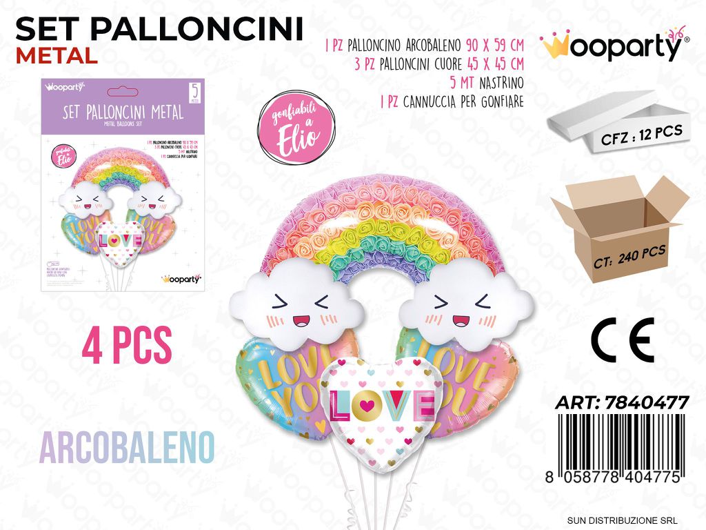 Set Palloncini Metal Arcobaleno 4PCS Ass.