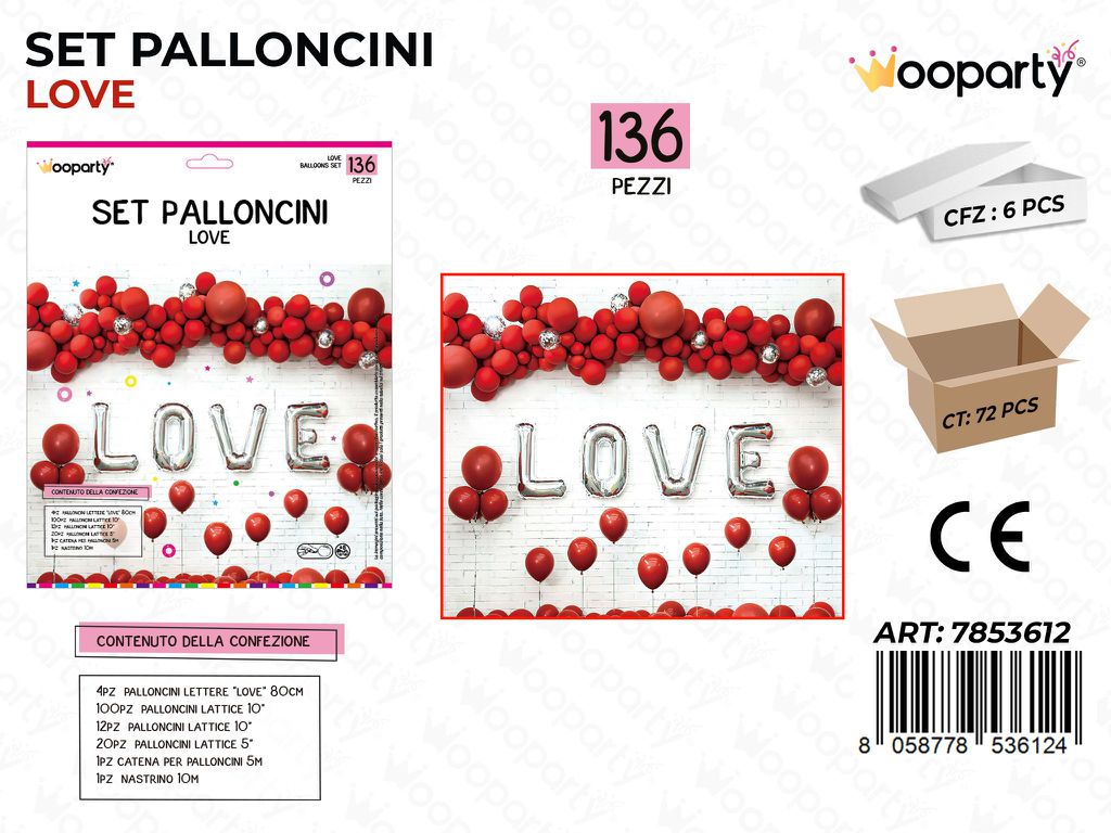 Set Palloncini Love Arg. 136PCS Ass.