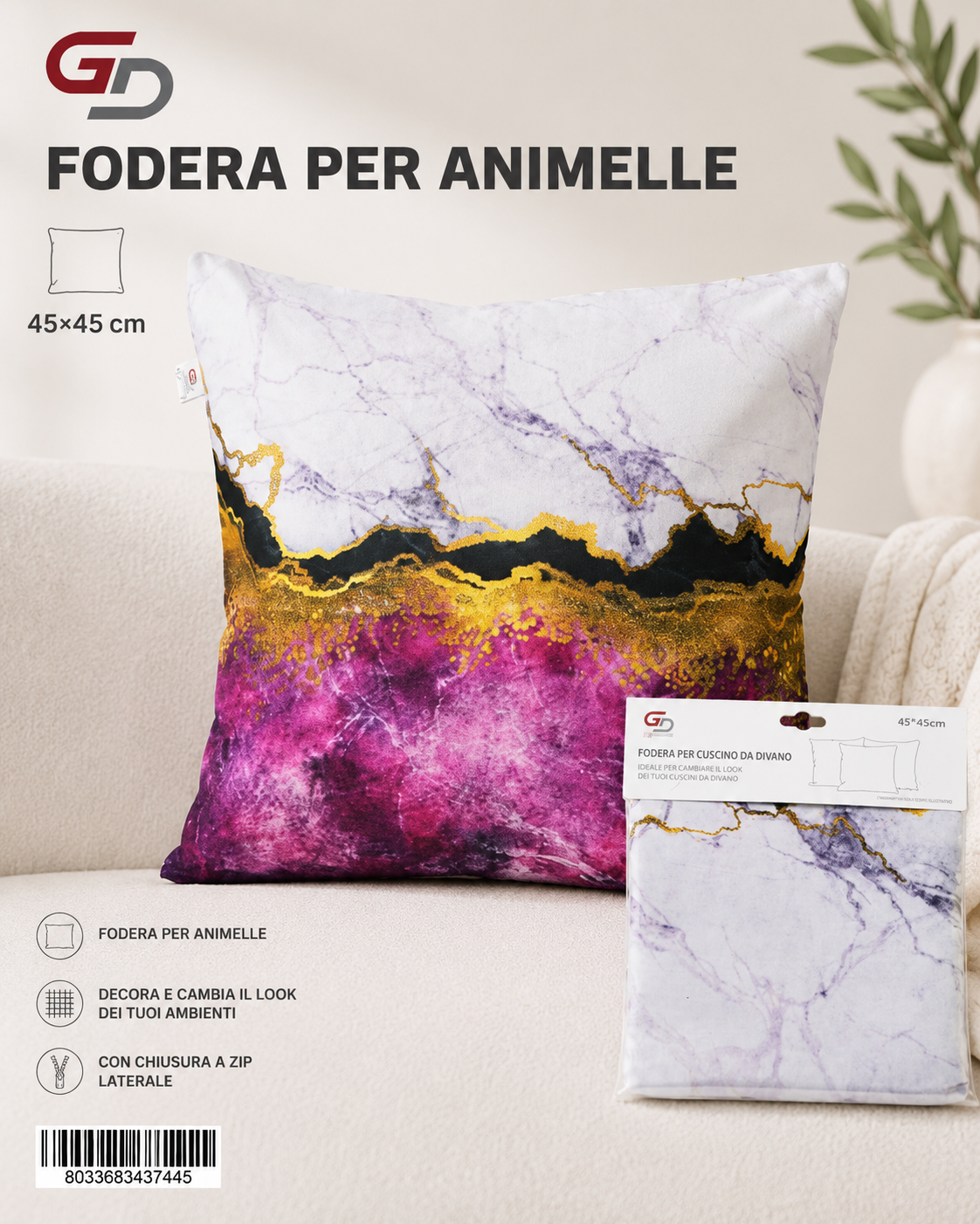 Federa Per Cuscino Animelle 45*45Cm