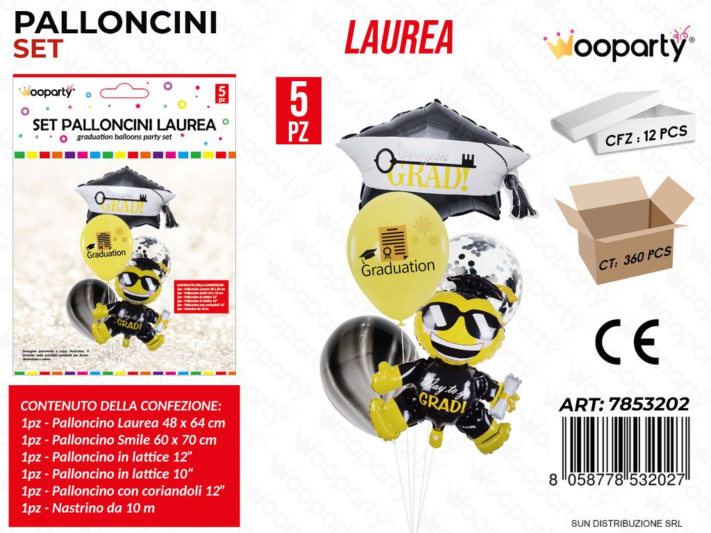 Set Palloncini Laurea 5PCS Ass.
