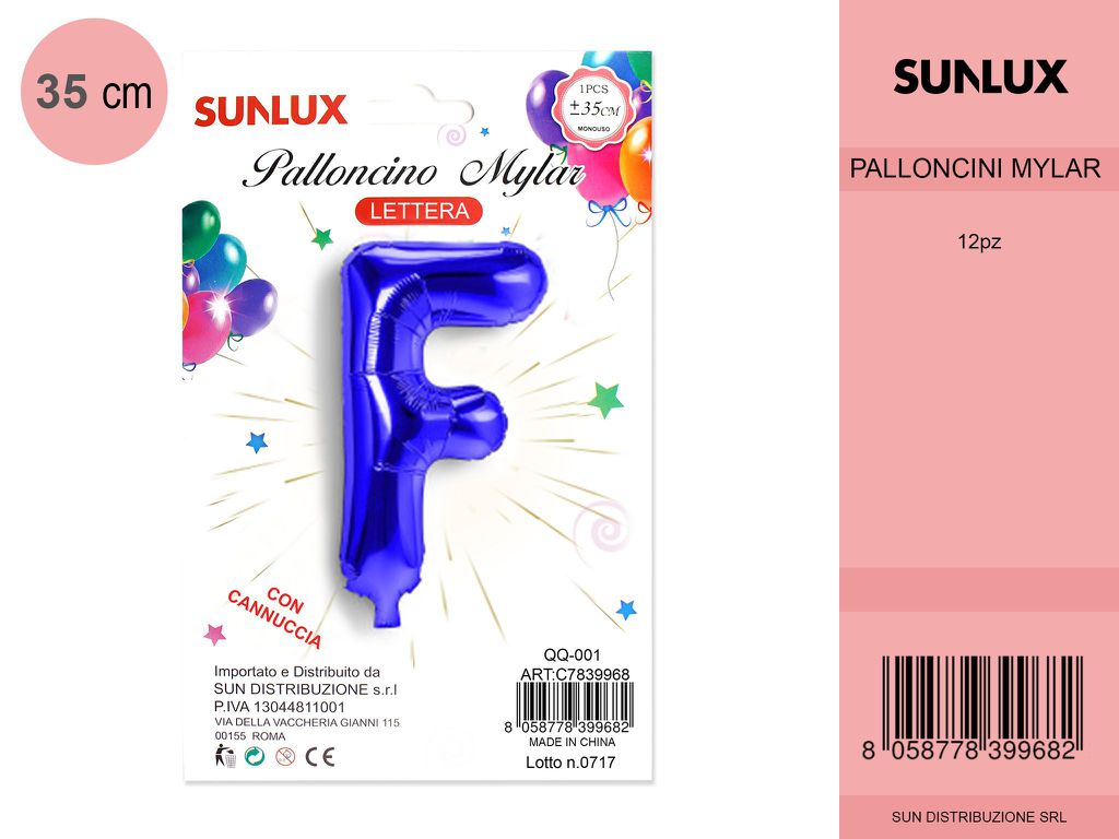Palloncino Mylar Blu Lettera F