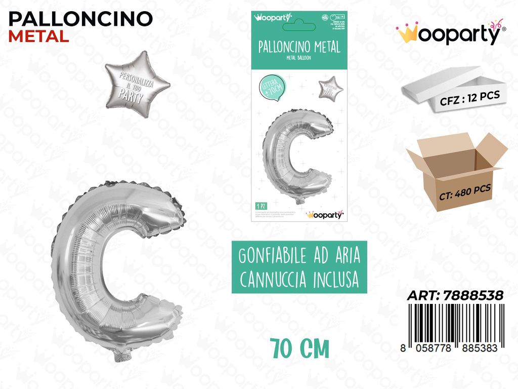 Palloncino Metal Arg. Let. c 70CM
