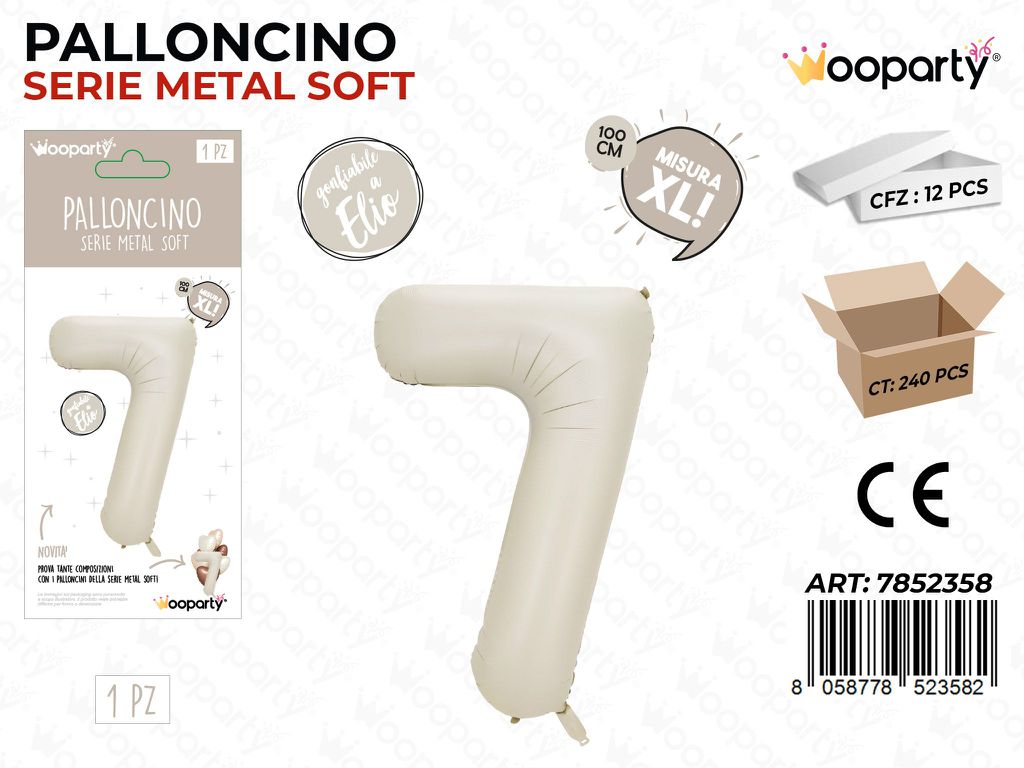 Wooparty Palloncino N.7 Metal Soft 100CM