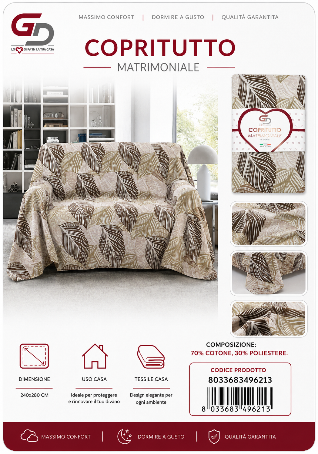 Copritutto 2P Stp Copritutto Foglia 24 Fango 240 X 280 Cm Un Colore Per Box
