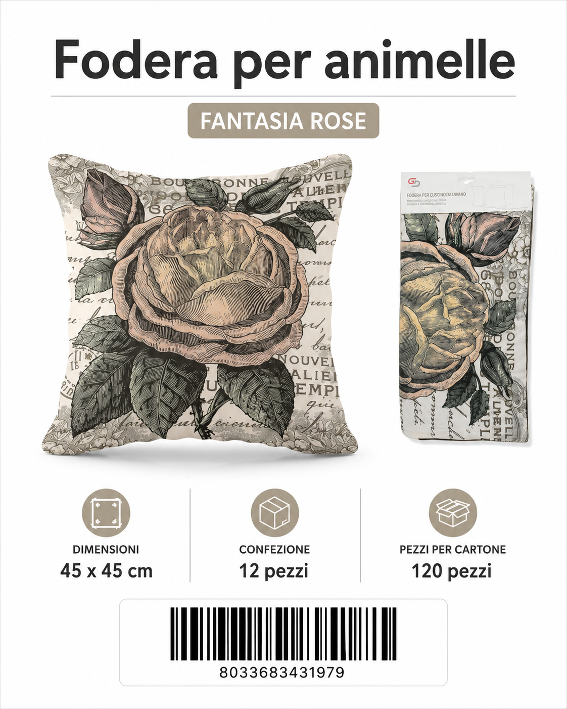 Federa Per Cuscino Animelle 45*45Cm
