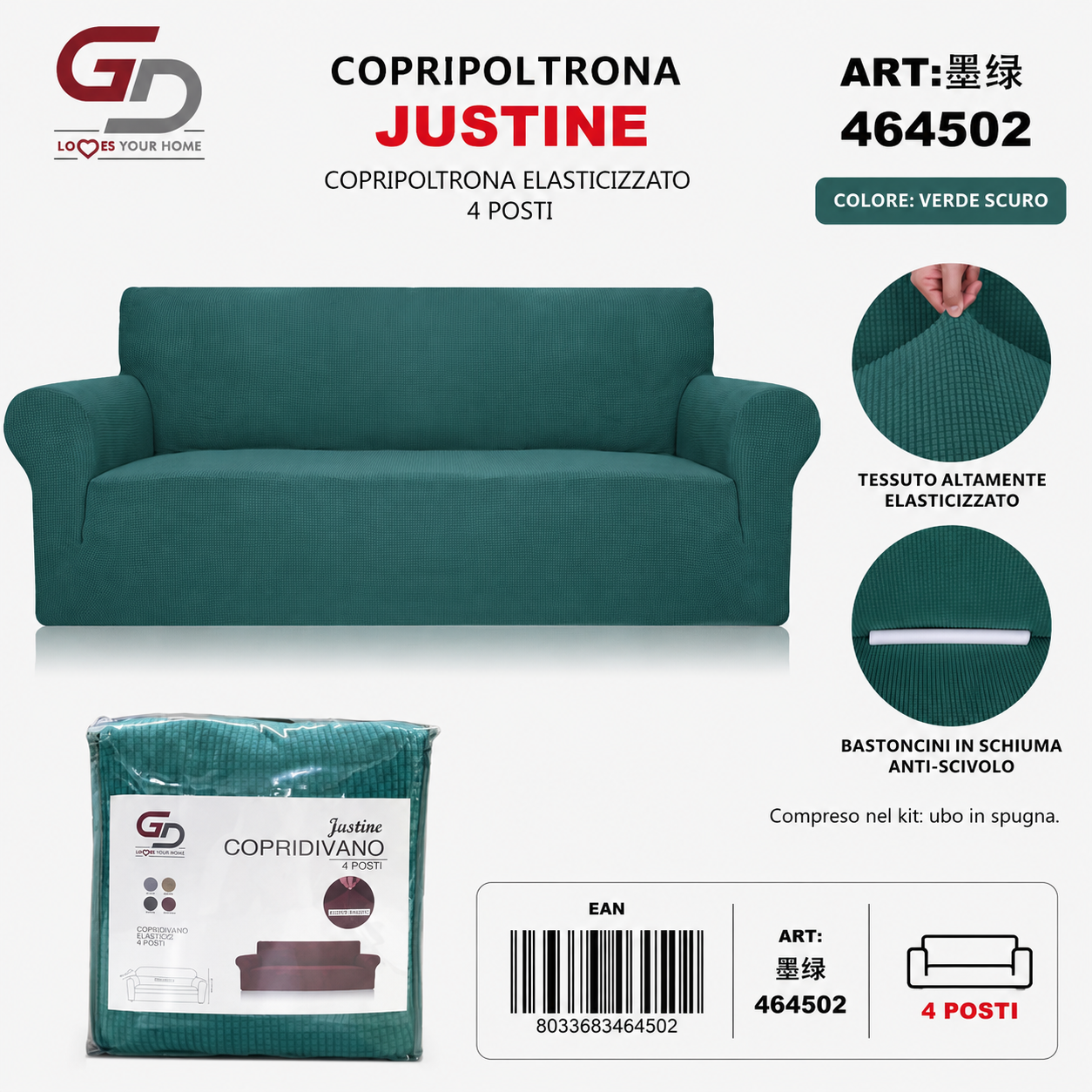 Copridivano Justine 4 Posti