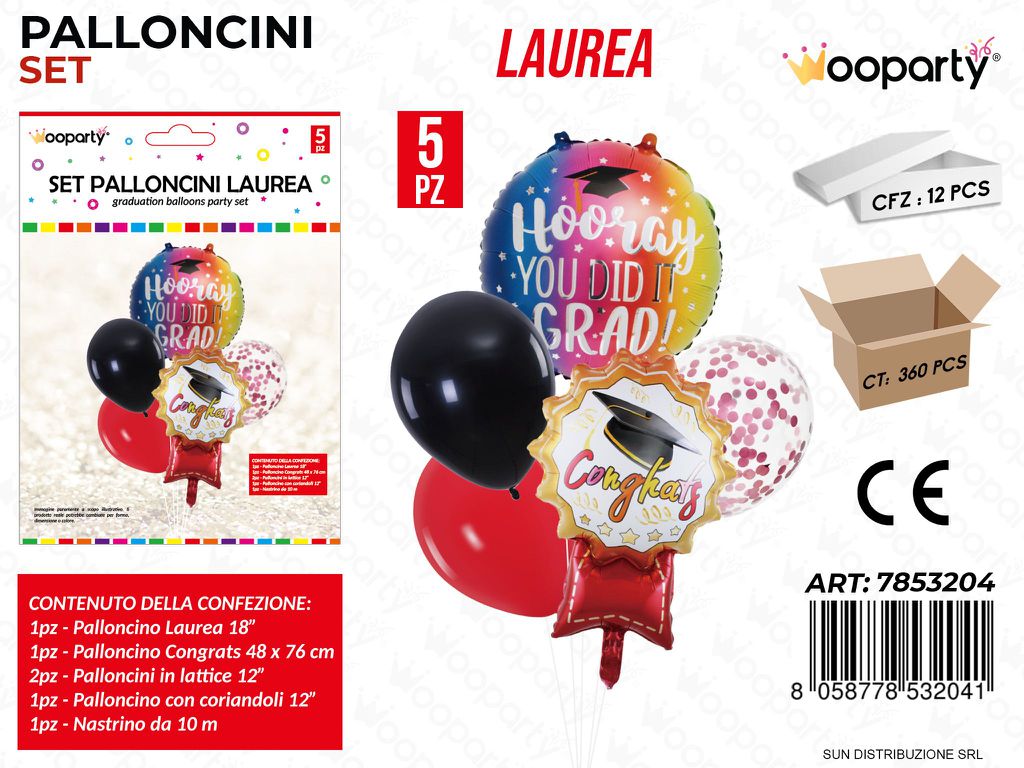 Set Palloncini Laurea 5PCS Ass.