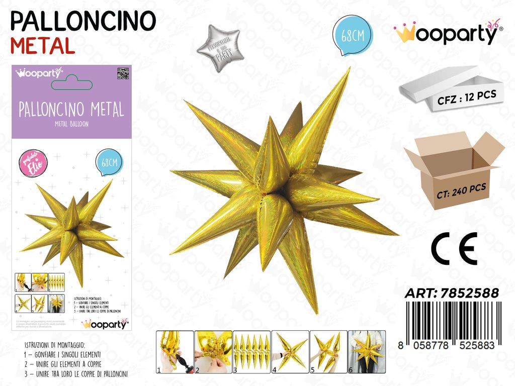 Sunlux Palloncini Metal Oro Stella 68CM