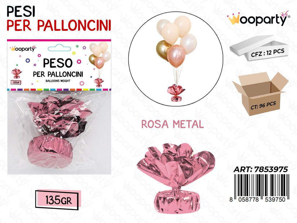 Wooparty Peso per Palloncini Rosa Met. 135GR