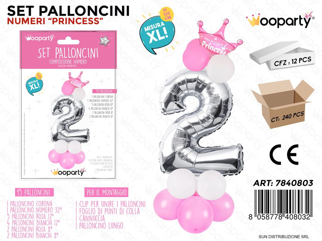 Set Palloncini N.2 Princess 15PCS ASS.125CM
