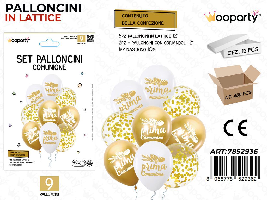 Set Palloncini Comunione 9PCS Ass. / Pz da 12