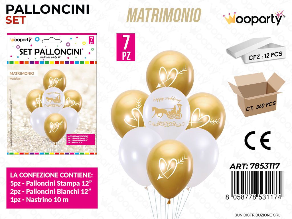 Set Palloncini Matrimonio 7PCS Ass.