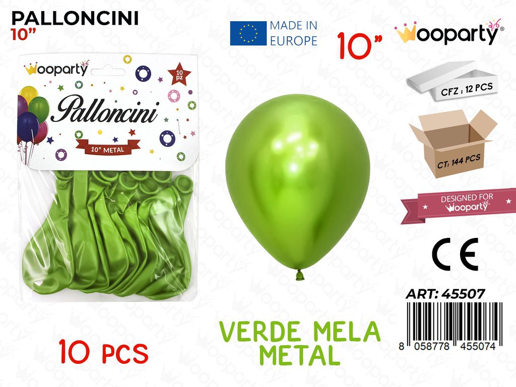 Palloncini Verde Mela Metal 10 10PCS