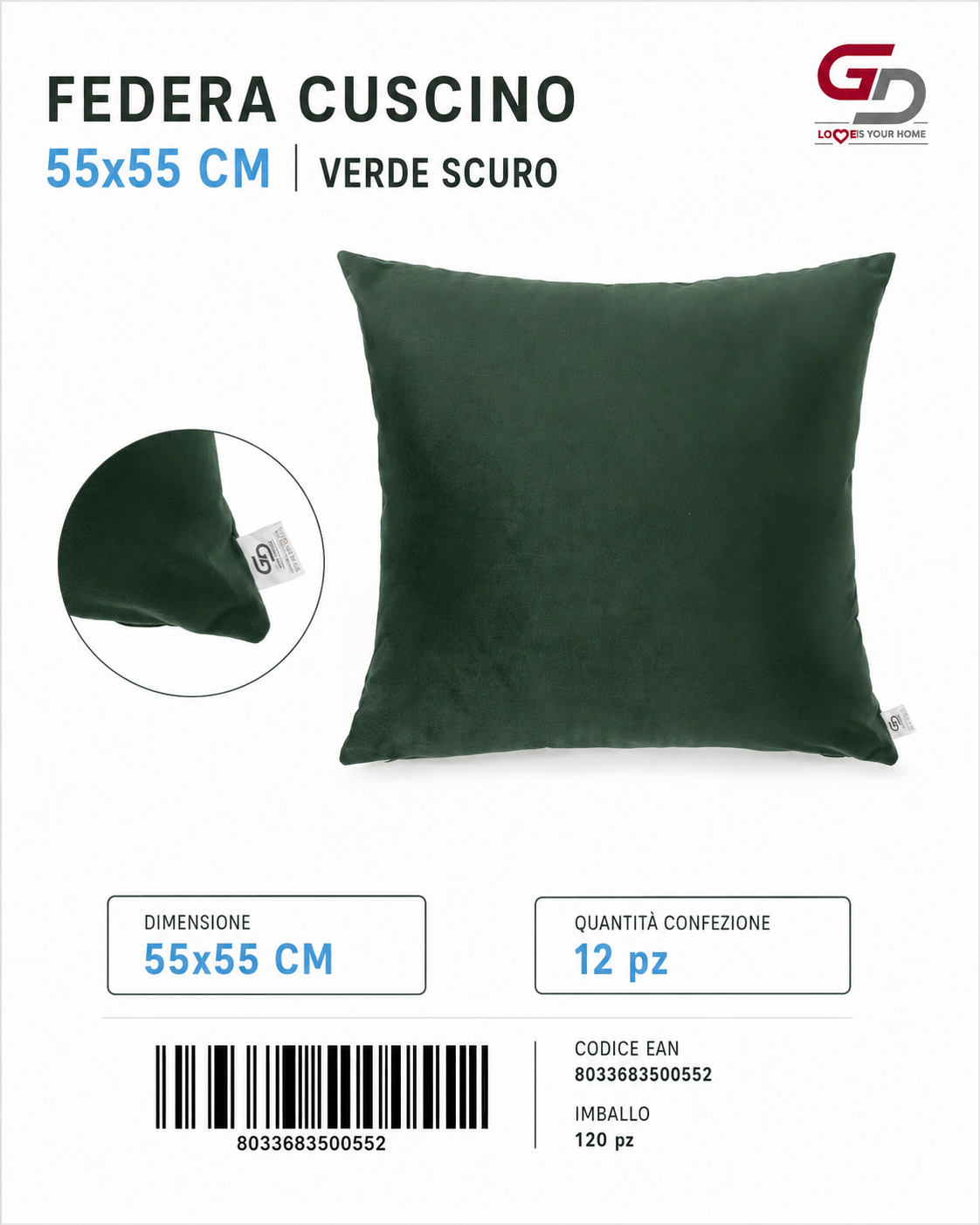Federa Per Cuscino 55*55Cm