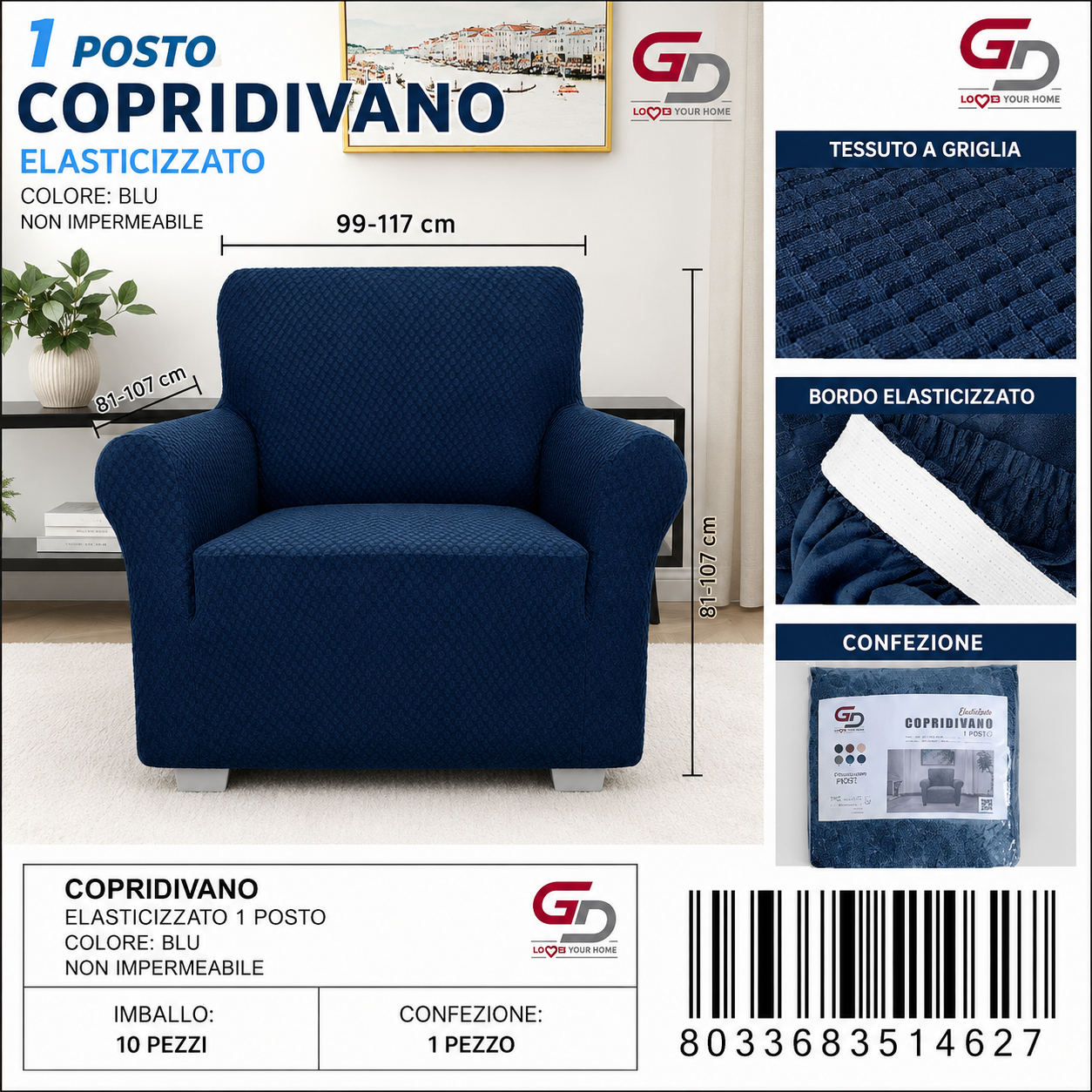 Copridivano 1Posto Non Impermeabile