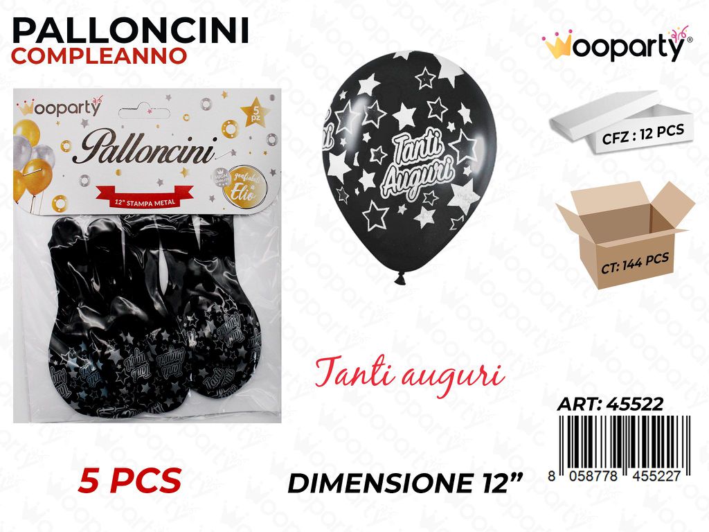 Palloncini T. Auguri Arg. Metal 12 -5PCS