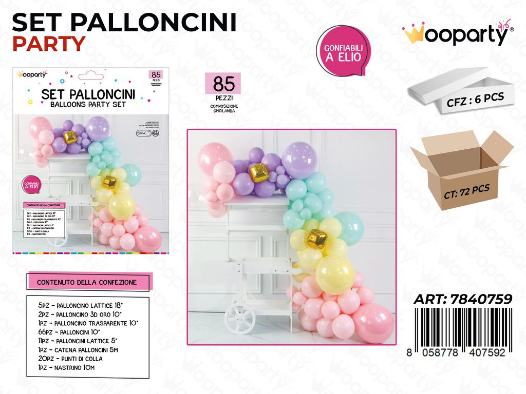 Set Palloncini per Comp. Multicolor 85PCS Ass.