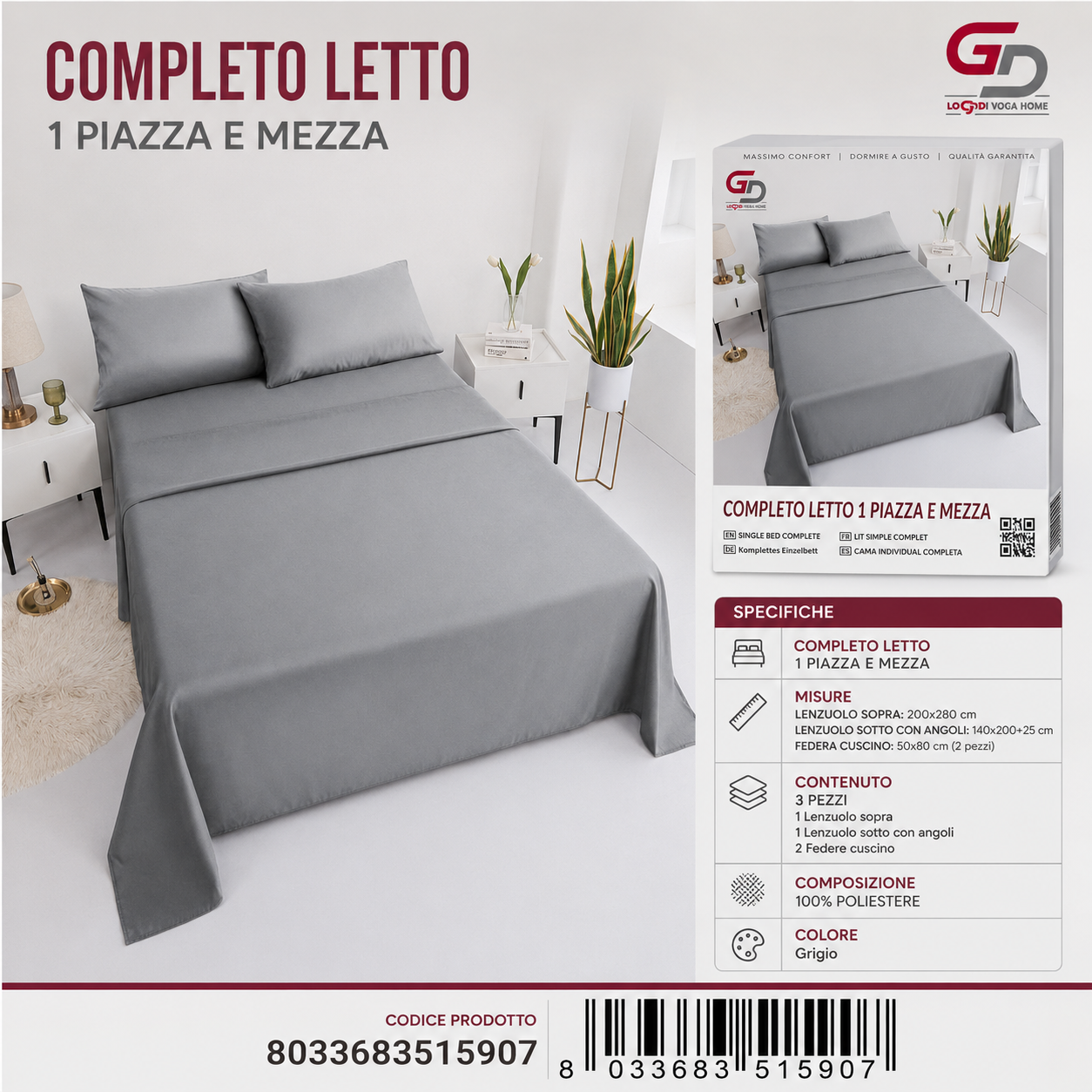 Completo Letto 1P E Mezza