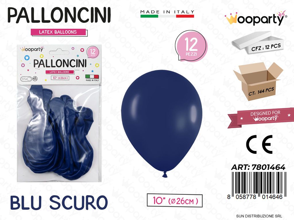 Palloncini Blu Scuro 10 D.26CM 12PCS