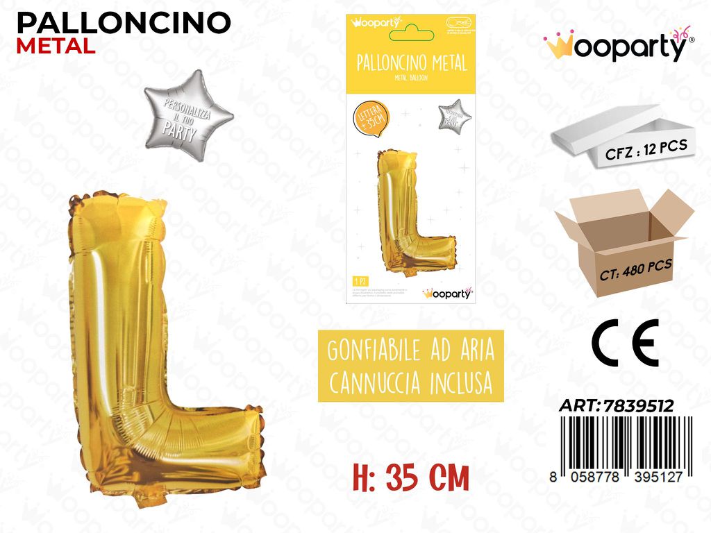 Palloncino Oro Metal Let. L 35CM