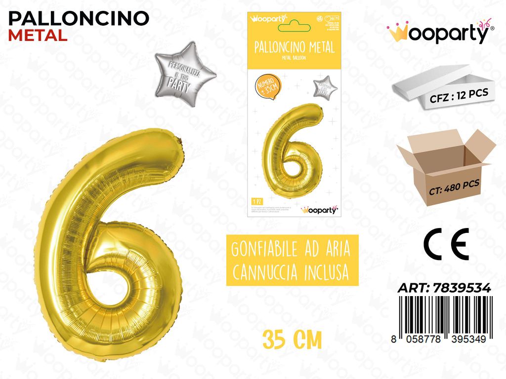 Palloncino Oro Metal 35CM N. 6
