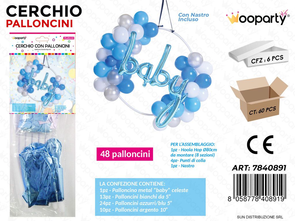 Cerchio con 48 Palloncini Ass. Baby Cel. D.80CM