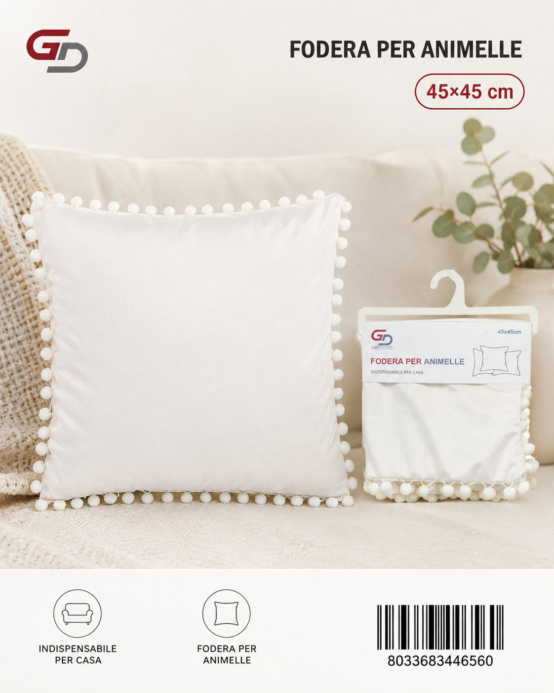 Federa Per Cuscino Animelle 45*45Cm