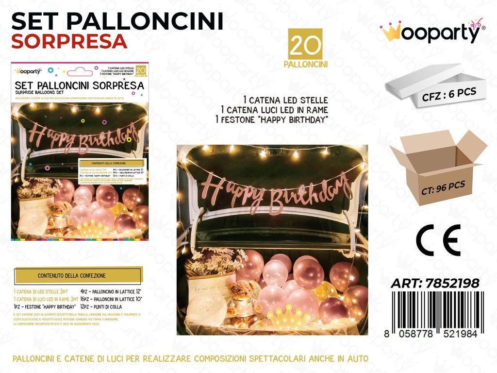 Set Palloncini Sopresa H.b. Oro Rosa 22PCS