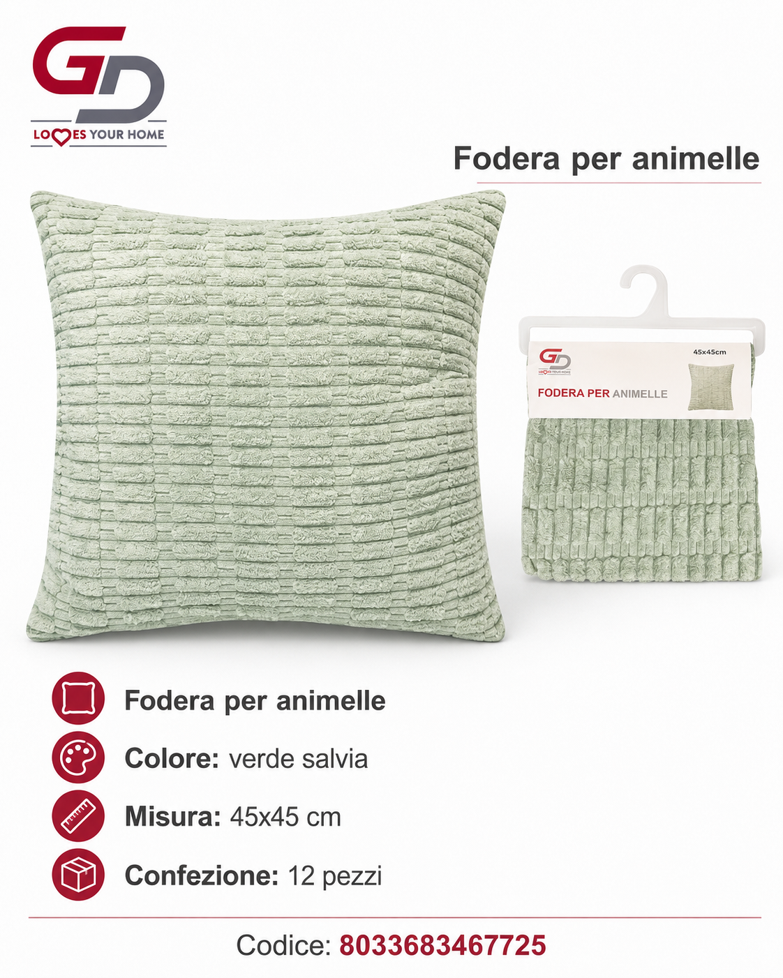 Federa Per Cuscino Animelle 45*45Cm