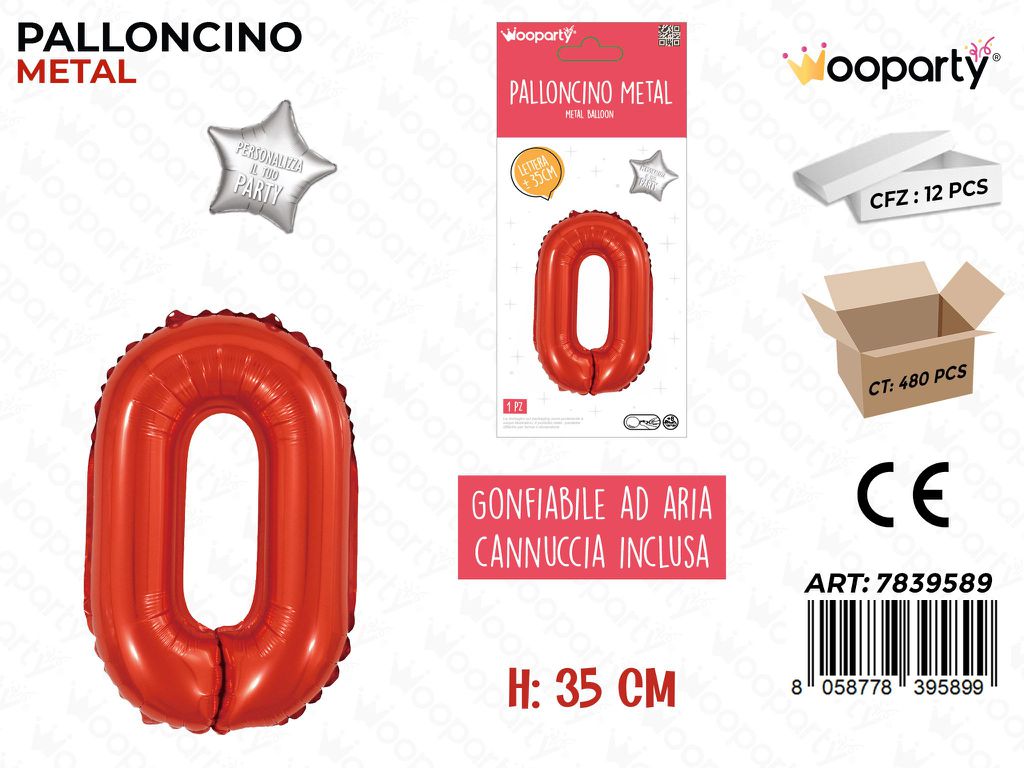 Palloncino Rosso Metal 35CM L. O