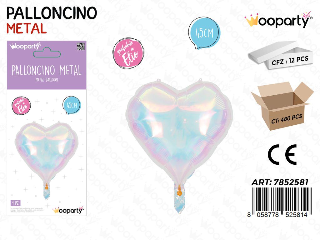 Sunlux Palloncini Metal Iridesc. Cuore 45CM