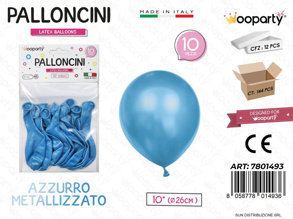Palloncini Azzurro Metal 10 D.26CM 10PCS