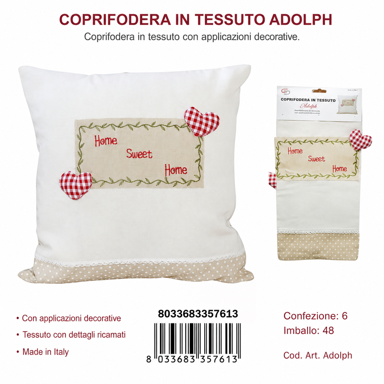 Federa Per Cuscino 42*42Cm Adolph Beige