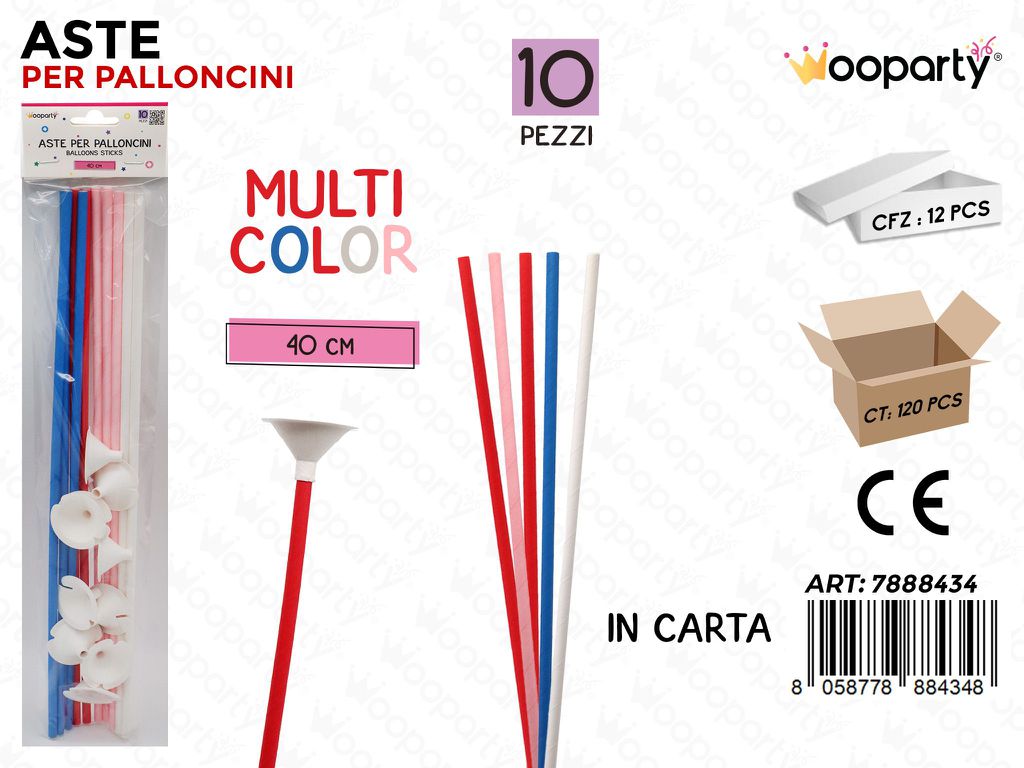 Wooparty Aste Palloncini Carta Multicolor 10PCS 40CM